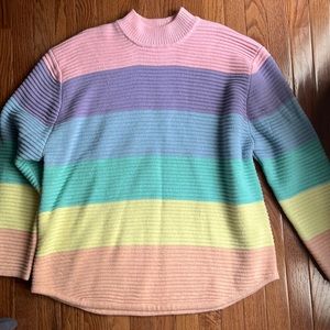 [UNIF] Frost Pastel Rainbow Striped Oversized Ribbed Mockneck Sweater Large